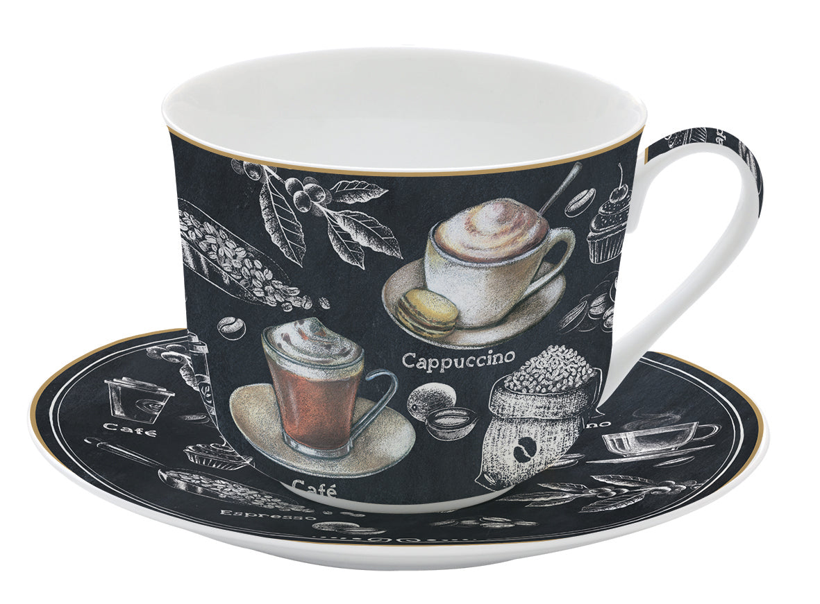 BARISTA TASE AR APAKŠTASI 400ML, PORCELĀNS