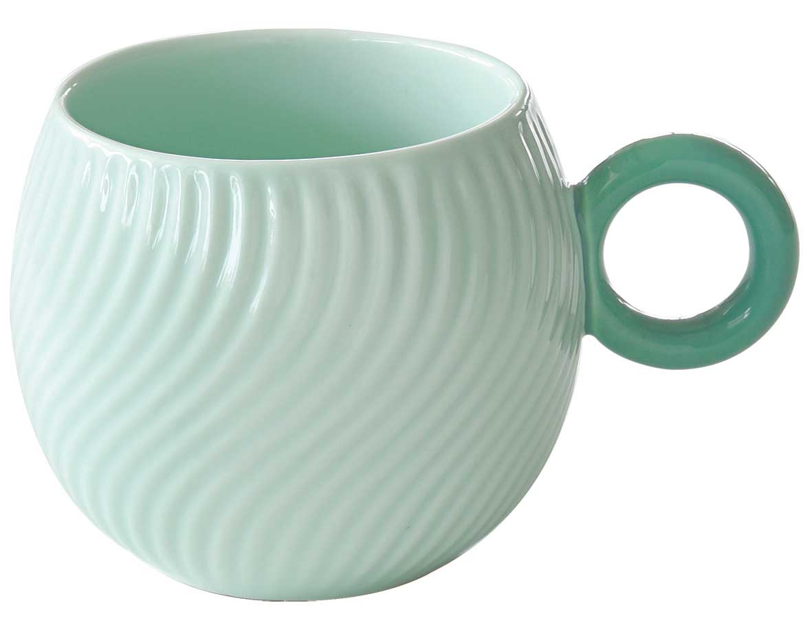 WAVES AQUAMARINE KRŪZE 350ML, ZAĻA, PORCELĀNS, DĀVANU KASTĒ