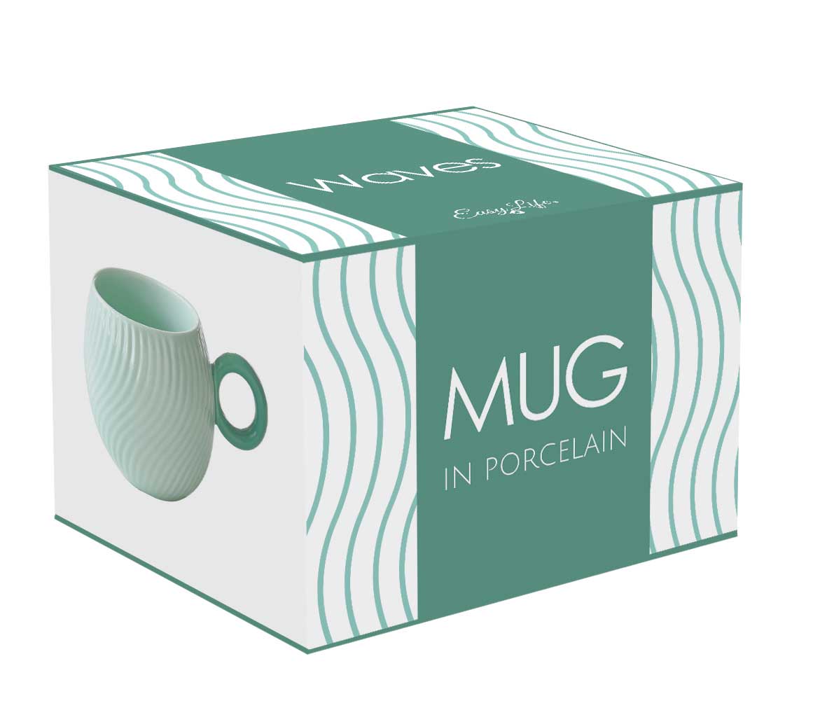 WAVES AQUAMARINE KRŪZE 350ML, ZAĻA, PORCELĀNS, DĀVANU KASTĒ