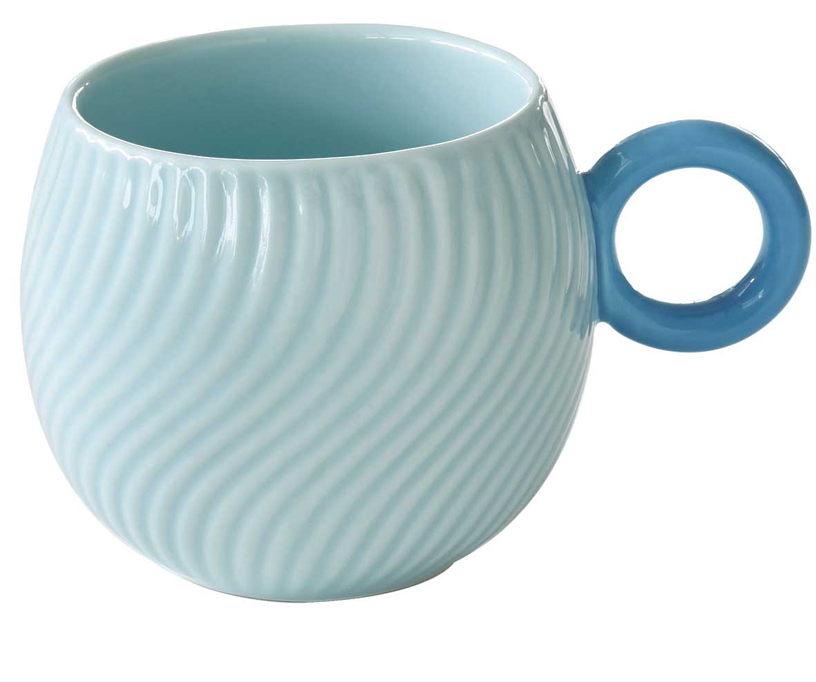 WAVES LIGHT BLUE KRŪZE 350ML, ZILA, PORCELĀNS, DĀVANU KASTĒ