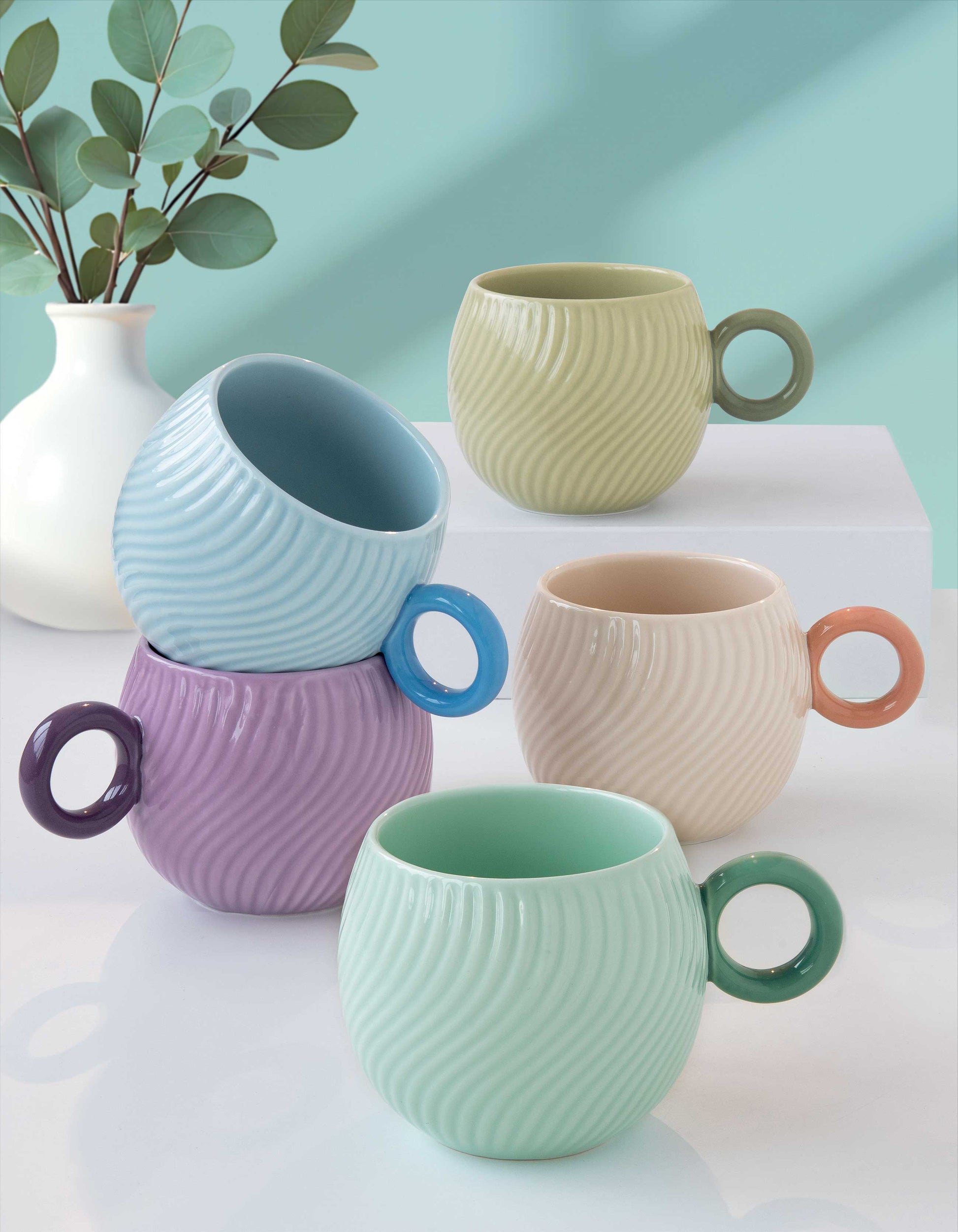 WAVES PINK KRŪZE 350ML, ROZĀ, PORCELĀNS, DĀVANU KASTĒ