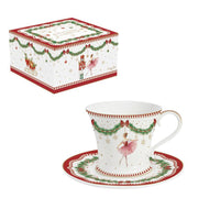 MAGIE DE NOEL TASE 200ML, AR APAKŠTASI, PORCELĀNS, DĀVANU KASTĒ