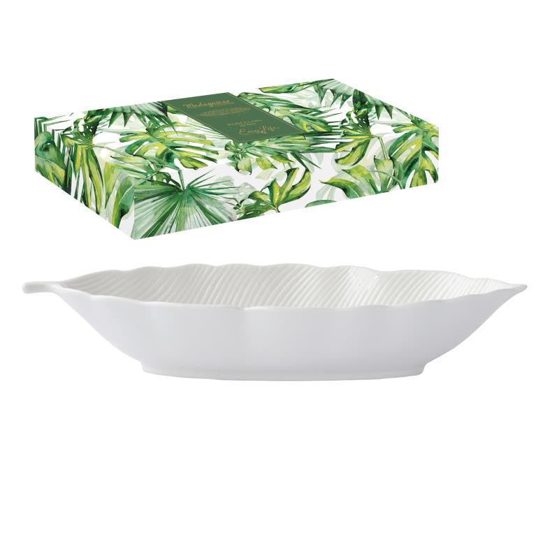 MADAGASCAR SERVĒJAMAIS TRAUKS LAPA 36X16CM BALTS