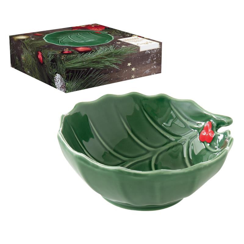 HOLLY&BERRIES BĻODA D14CM, ZAĻA, PORCELĀNS