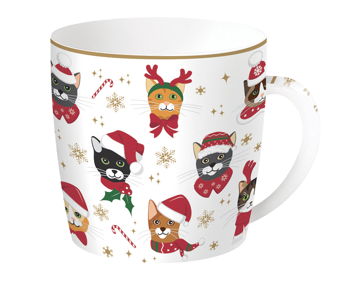 CHRISTMAS FRIENDS CATS KRŪZE 350ML METĀLA KĀRBĀ, PORCELĀNS