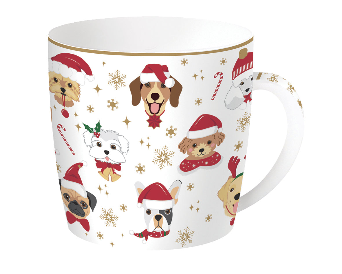 CHRISTMAS FRIENDS DOGS KRŪZE 350ML METĀLA KĀRBĀ, PORCELĀNS