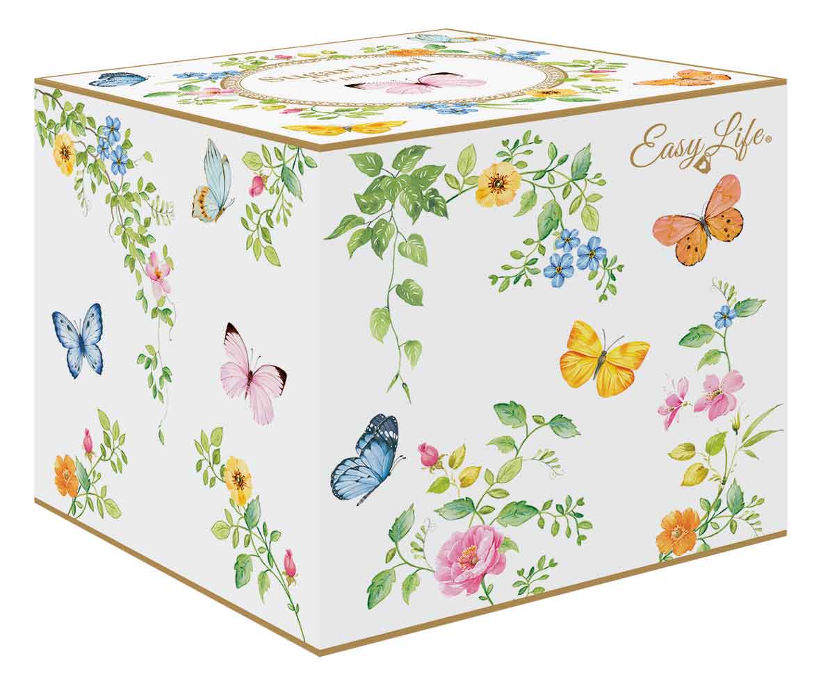 DANCING BUTTERFLIES CUKURTRAUKS 220ML, BALTS, PORCELĀNS, DĀVANU KASTĒ