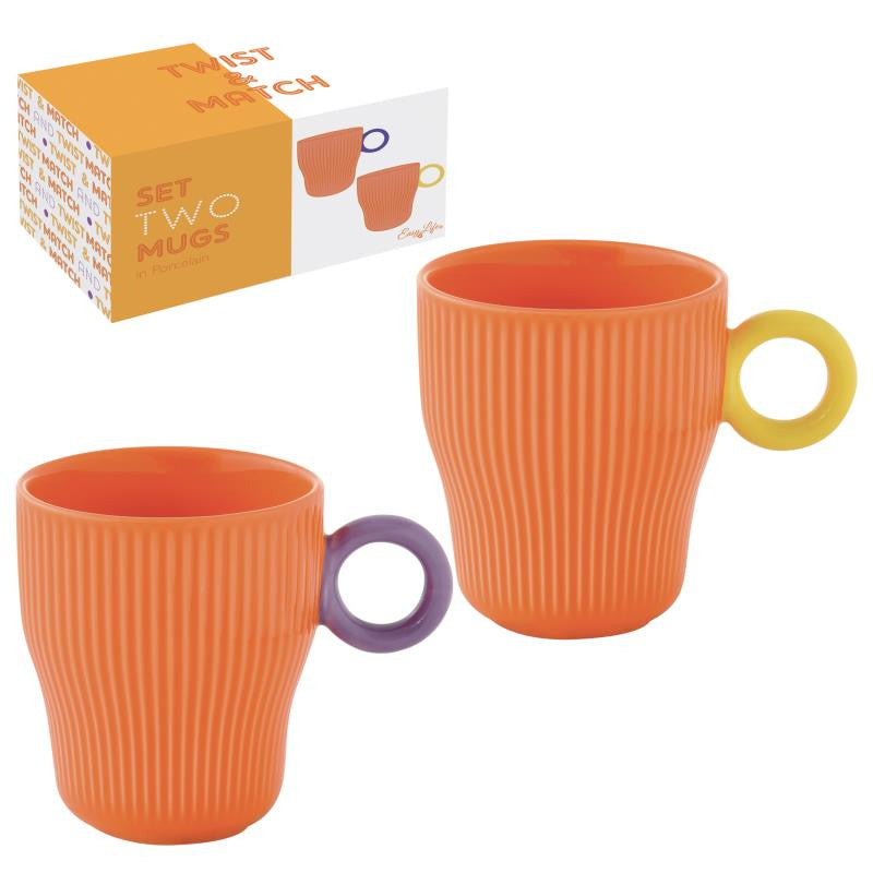 TWIST & MATCH KRŪZES 300ML, KOMPL. 2GAB, ORANŽAS, PORCELĀNS