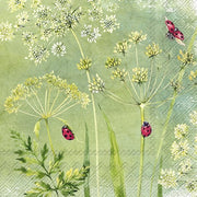 LADYBIRDS SALVETES 33X33 CM 20GAB, ZAĻAS AR DEKORU, PAPĪRS