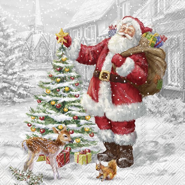 SANTAS XMAS TREE SALVETES 33 X33 CM 20GAB, PAPĪRS