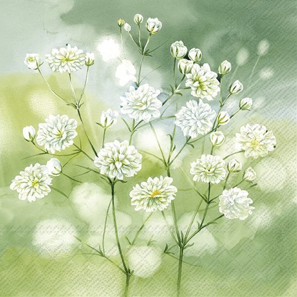 LITTLE BEAUTIES SALVETES 33X33CM 20GAB, ZAĻAS AR DEKORU, PAPĪRS