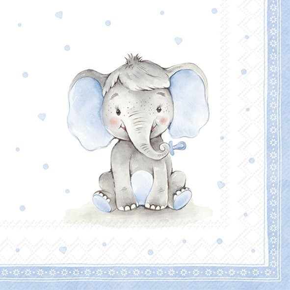 BABY ELEPHANT SALVETES 33x33CM 20GAB, ZILAS, PAPĪRS