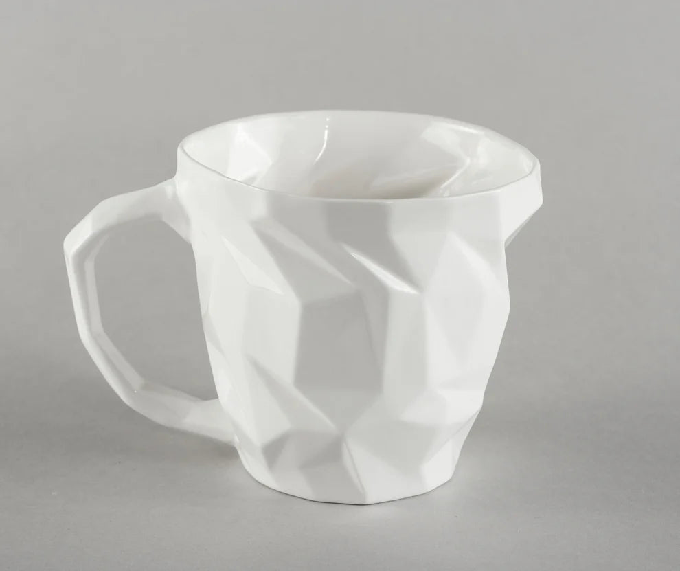 DIAMOND MUG L, 450ML, WHITE, PORCELAIN