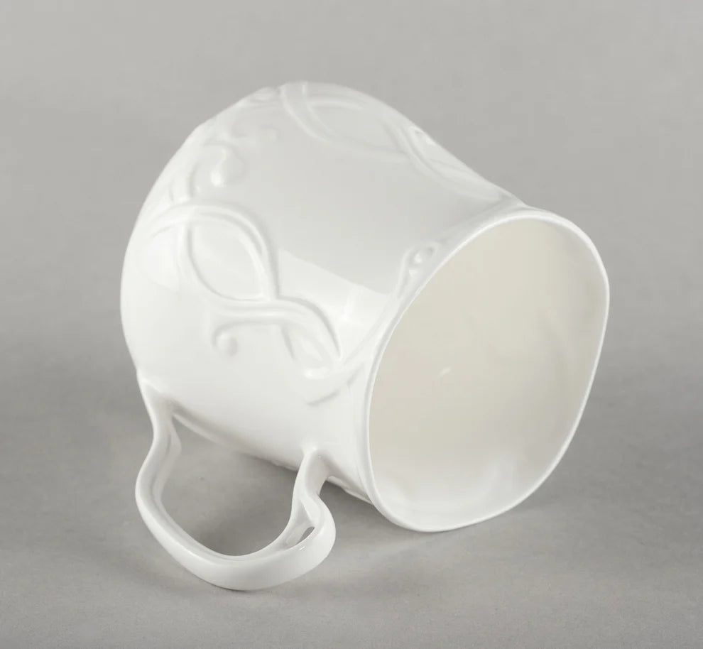 JŪGENDSTILA TĒJAS KRŪZE 400ML, BALTA, PORCELĀNS