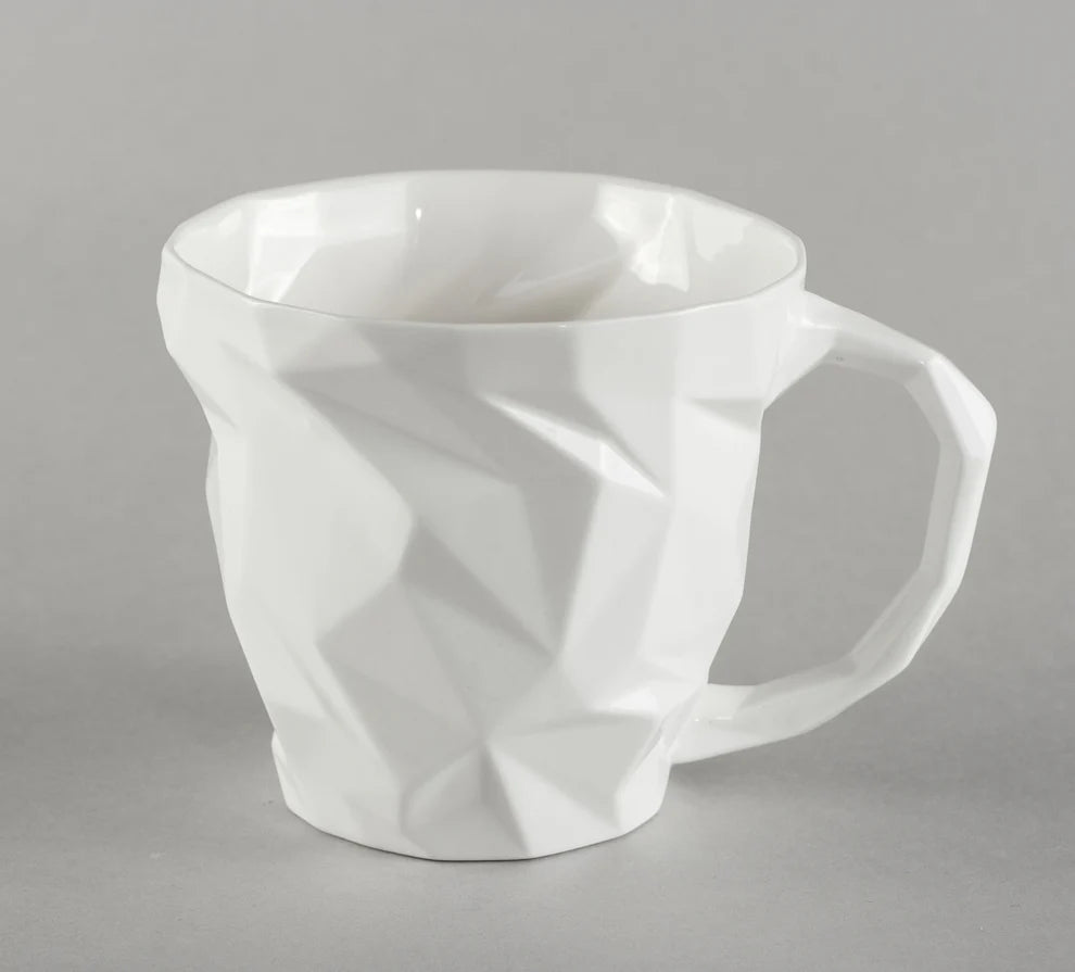 DIAMOND MUG L, 450ML, WHITE, PORCELAIN
