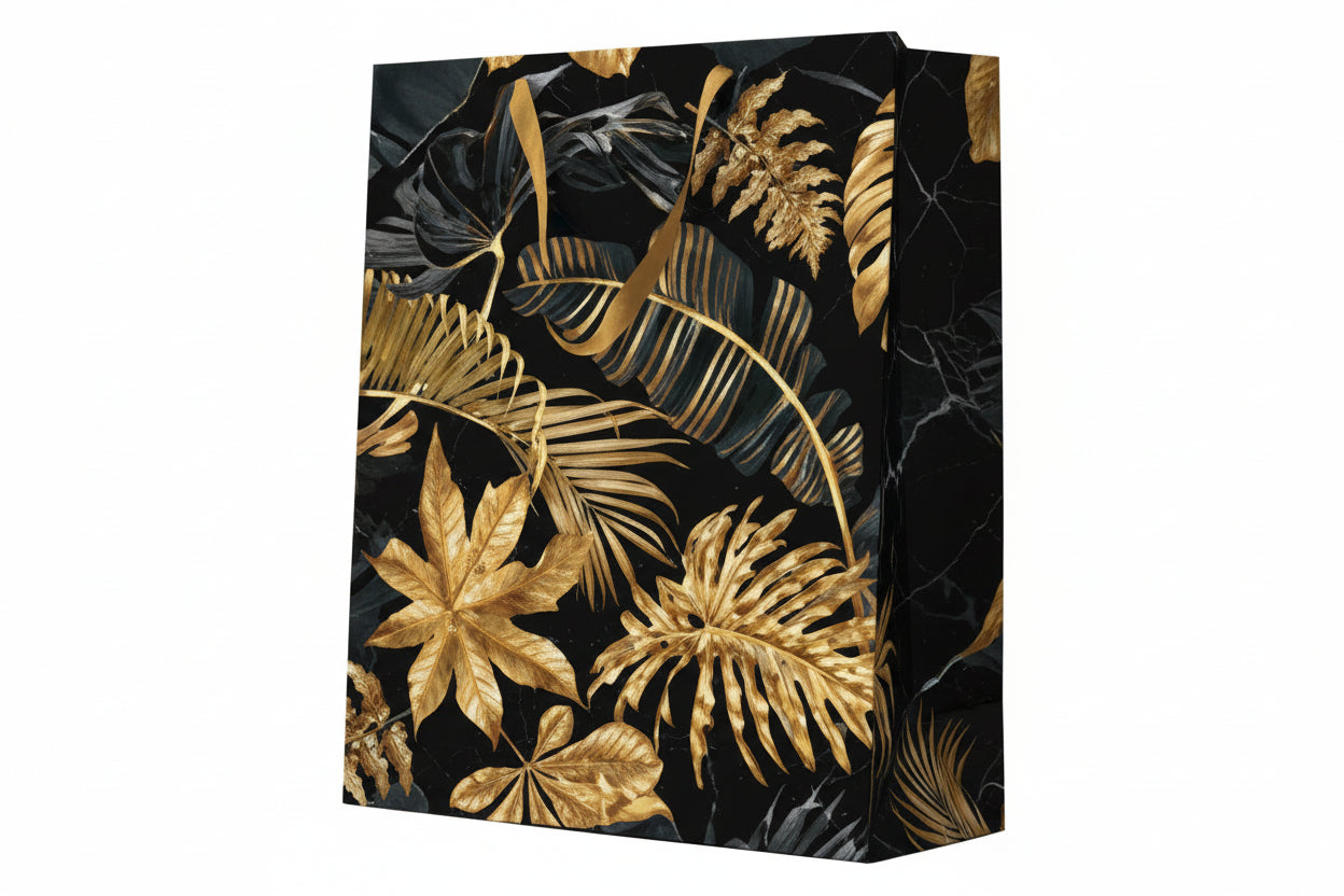 DĀVANU MAISIŅŠ LARGE 26.5X13X33.5CM ORNAMENTAL GOLD TILE