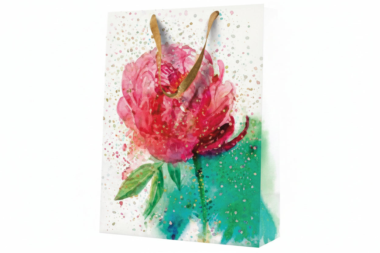 DĀVANU MAISIŅŠ LARGE 26.5X13X33.5CM PEONY WATERCOLOR