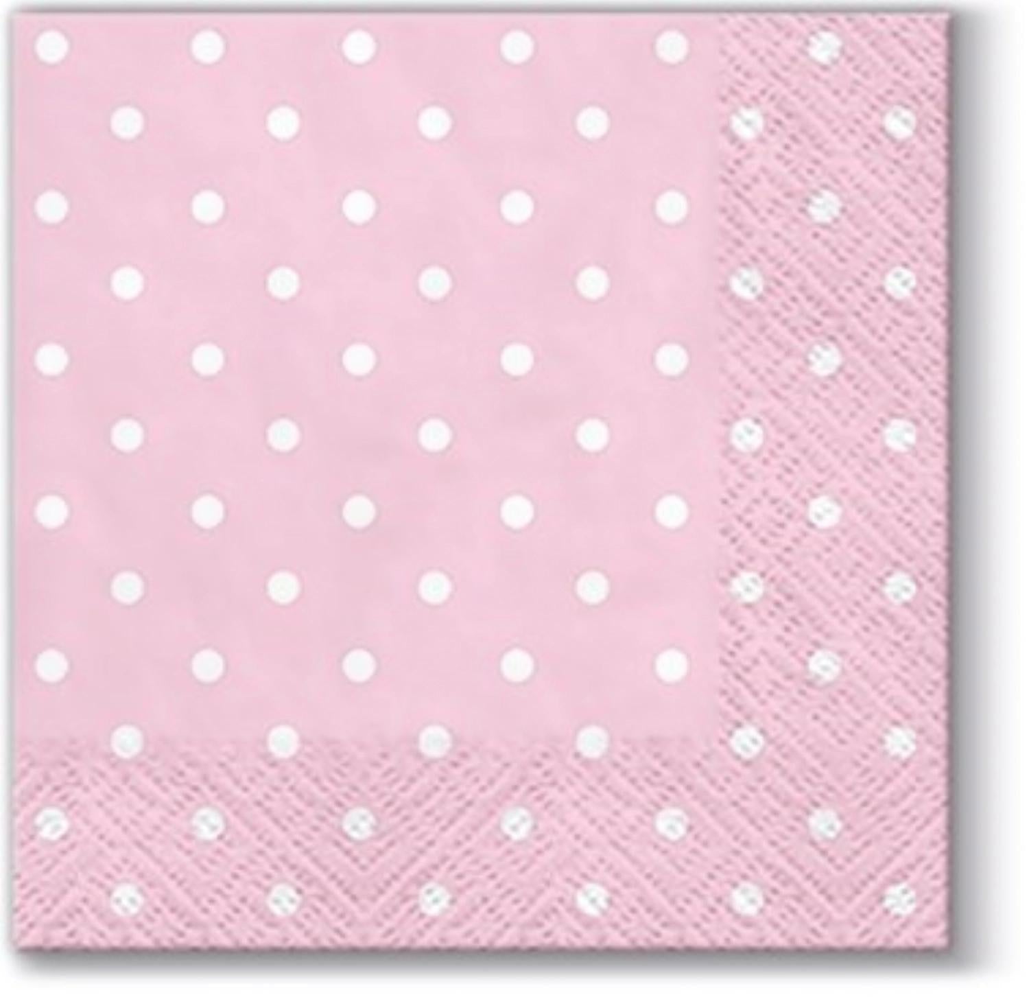 SALVETES 25x25CM DOTS LIGHT PINK