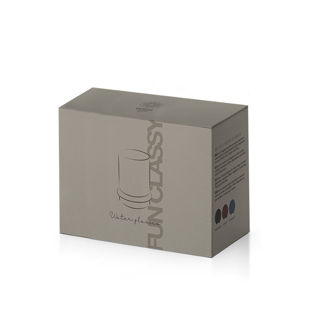 DARK BLUE ŪDENS GLĀZES 2 GAB, 200 ML, DĀVANU KASTĒ, STIKLS