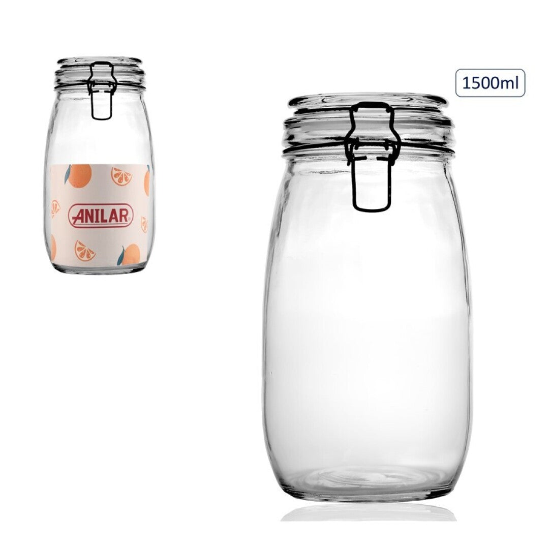 BURKA 1.5L, AR HERMĒTISKU VĀKU, STIKLS/ METĀLS/ SILIKONS