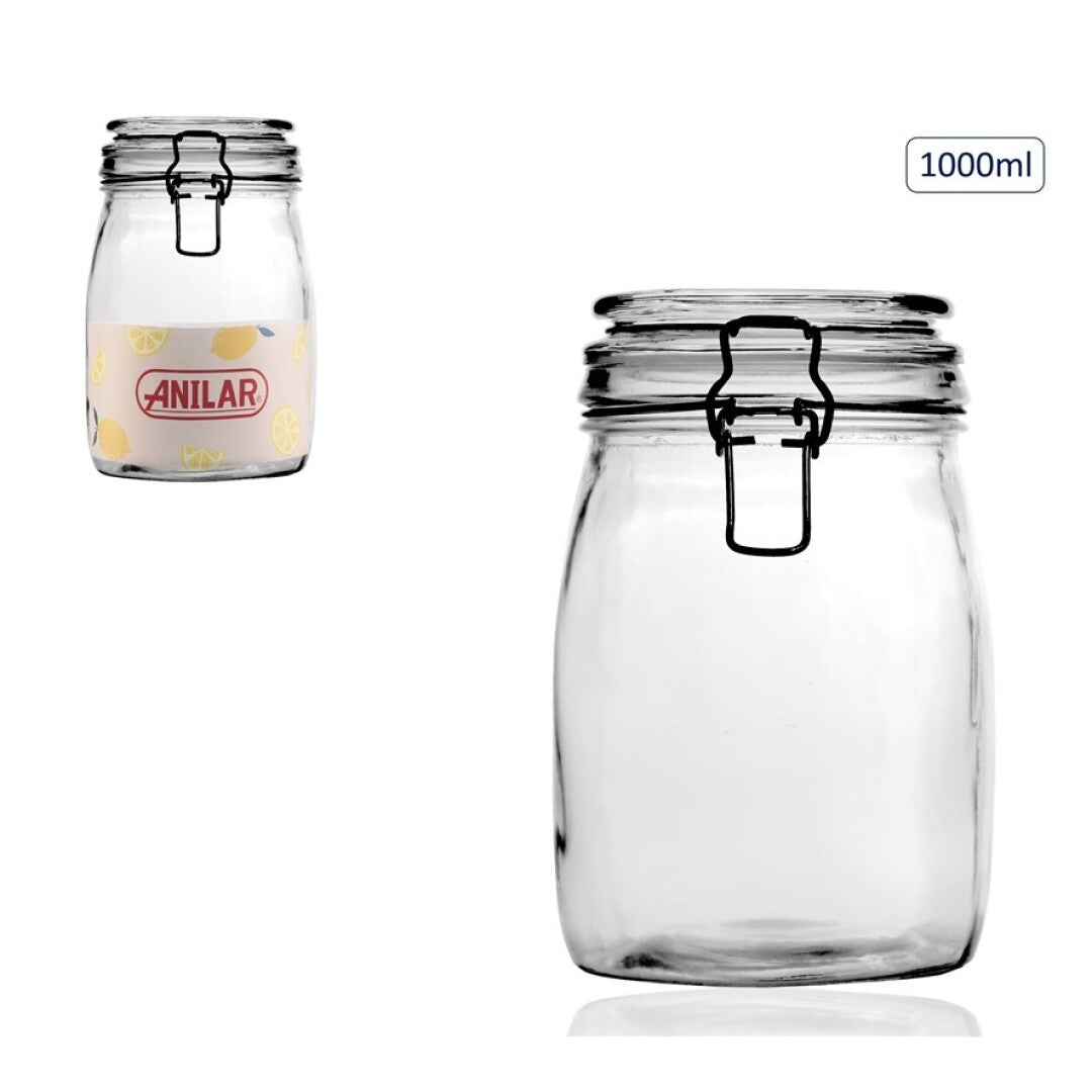 BURKA 1L, AR HERMĒTISKU VĀKU, STIKLS/ METĀLS/ SILIKONS