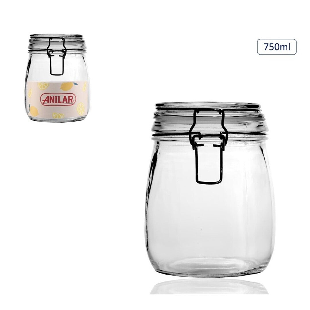 BURKA 750ML, AR HERMĒTISKU VĀKU, STIKLS/ METĀLS/ SILIKONS