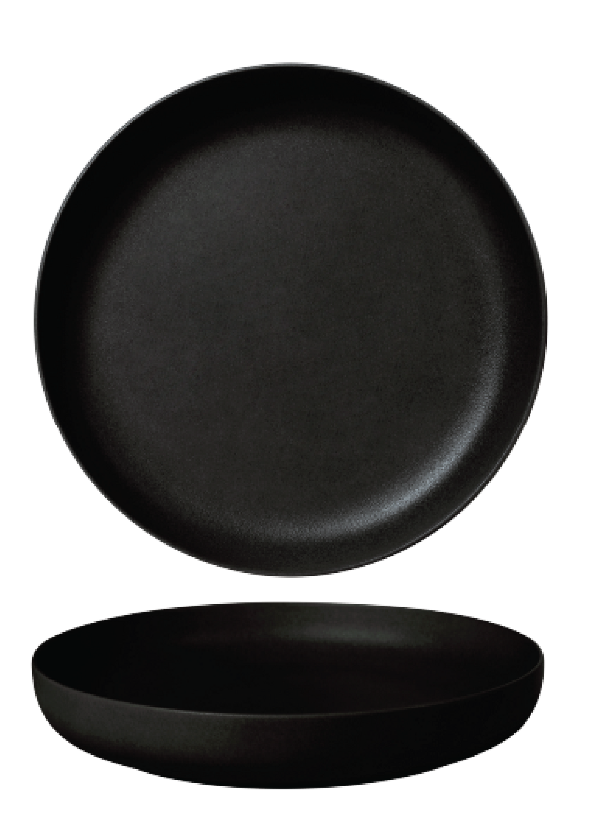 FINE PLUS ŠĶĪVIS AR UZLIEKTĀM MALĀM 25.5CM, MELNS, PORCELĀNS