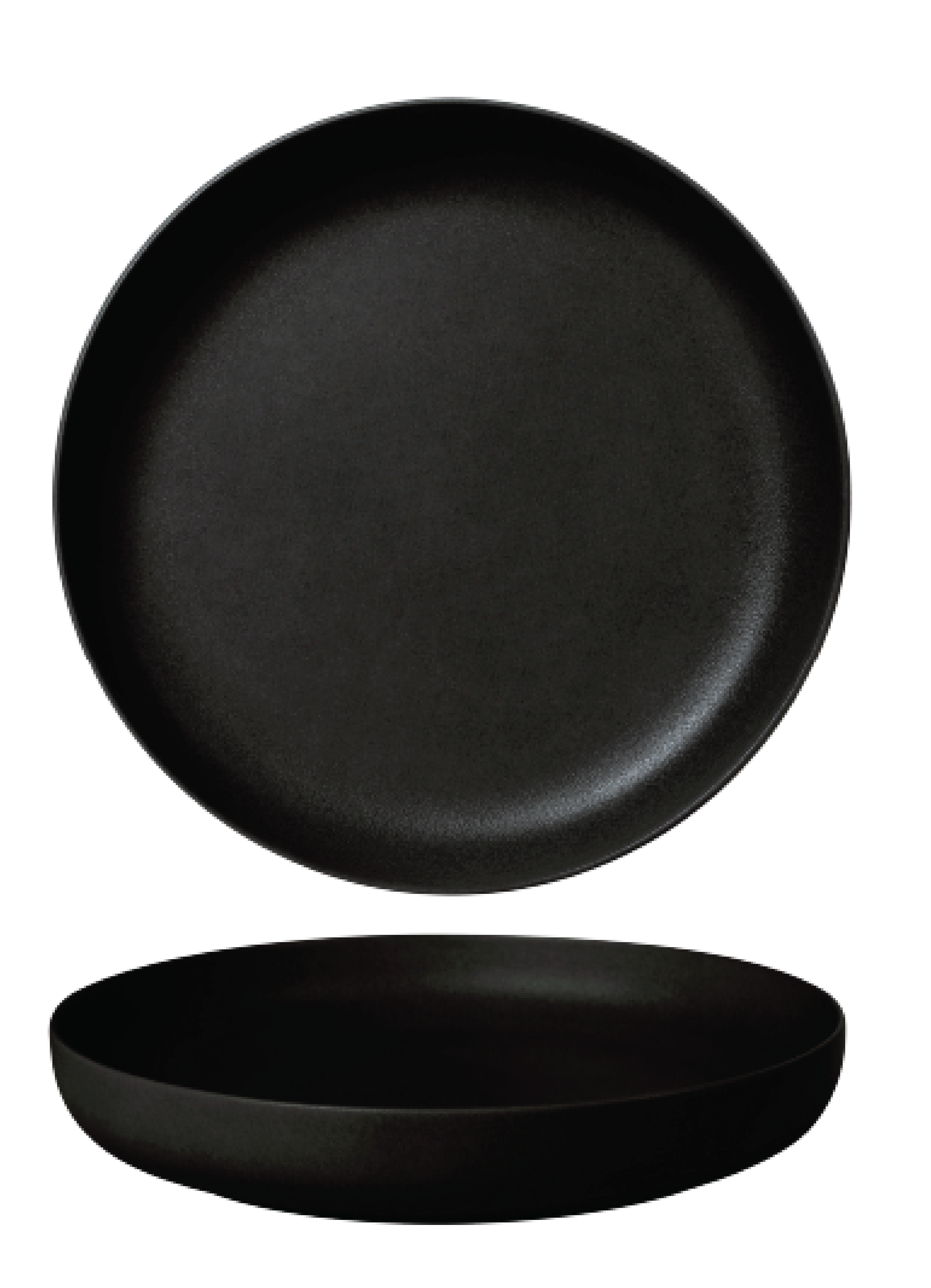 FINE PLUS ŠĶĪVIS AR UZLIEKTĀM MALĀM 25.5CM, MELNS, PORCELĀNS