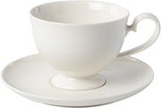 FINE PLUS TASE UZ KĀJAS 220ML, AR APAKŠTASI 16CM, BALTA, PORCELĀNS