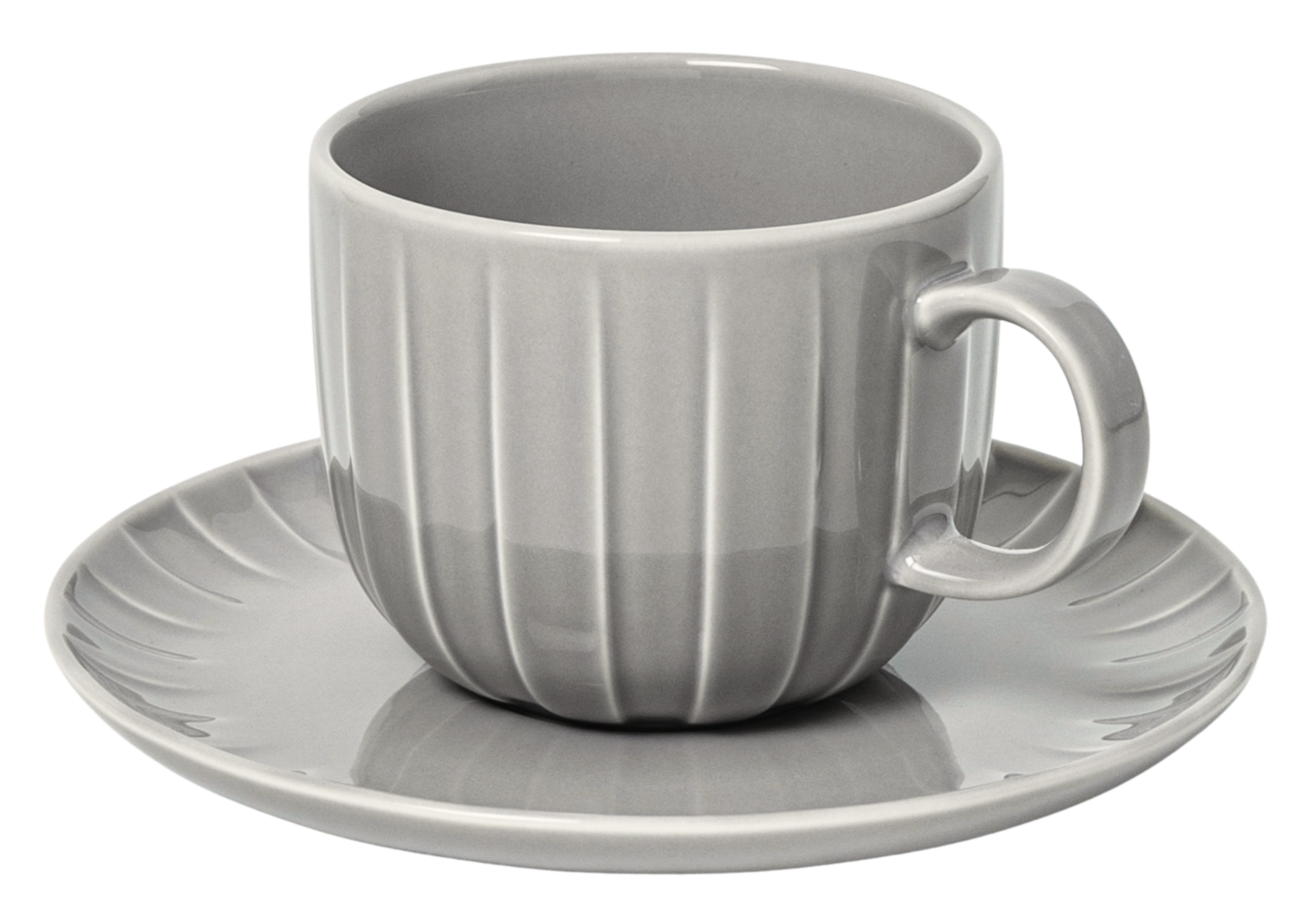 Стакан ABSOLUTE 220 мл с блюдцем, 15,5 см, серебристо-серый.