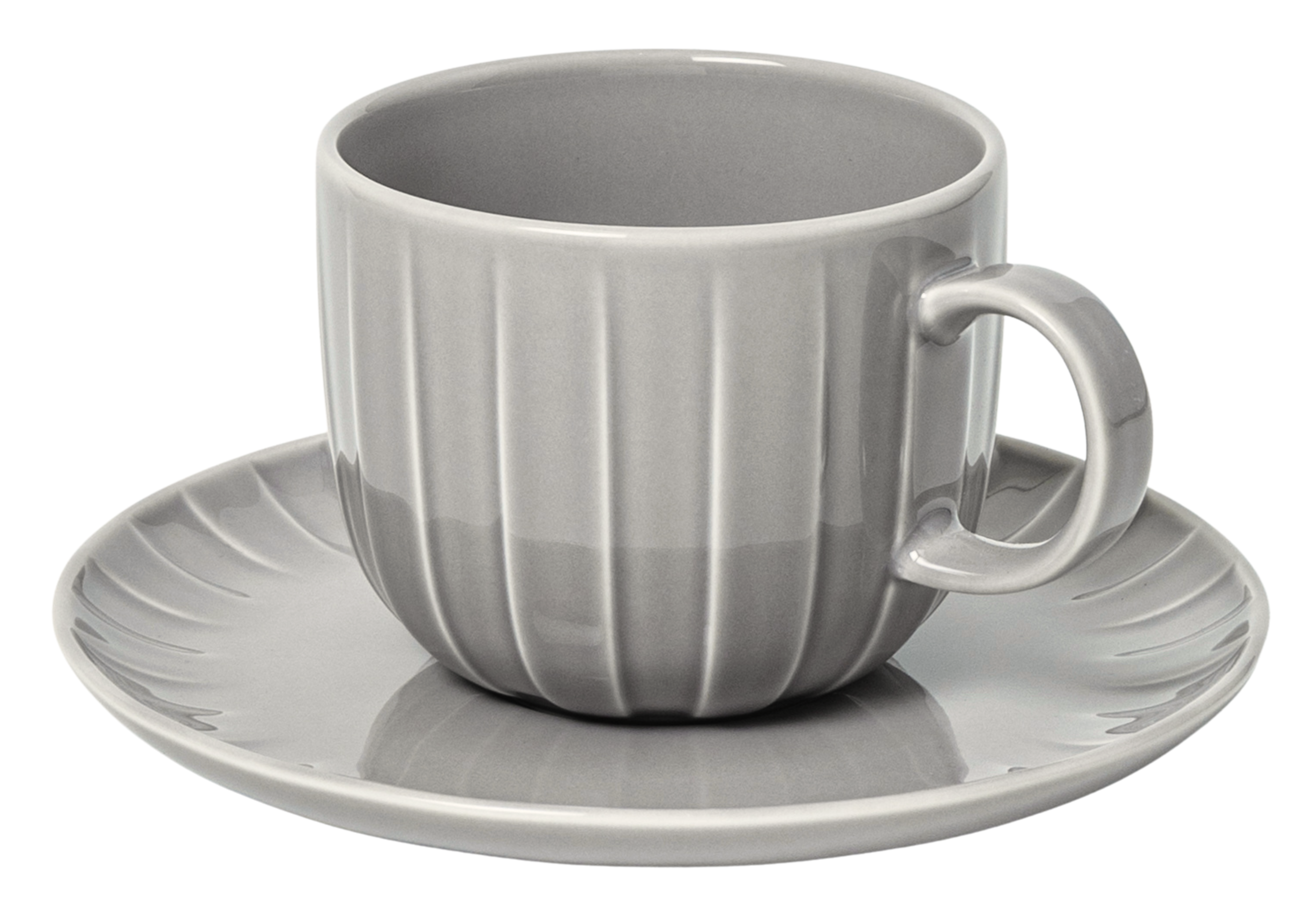 Стакан ABSOLUTE 280 мл, с блюдцем 15,5 см, серебристо-серый.