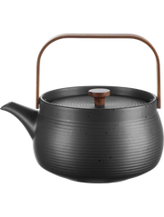 ЧАЙНИК JAPANDI С ДЕРЕВЯННОЙ РУЧКОЙ, 22,7X18,3CM, H.20CM, 1,5L, ЧЁРНЫЙ, ФАРФОР