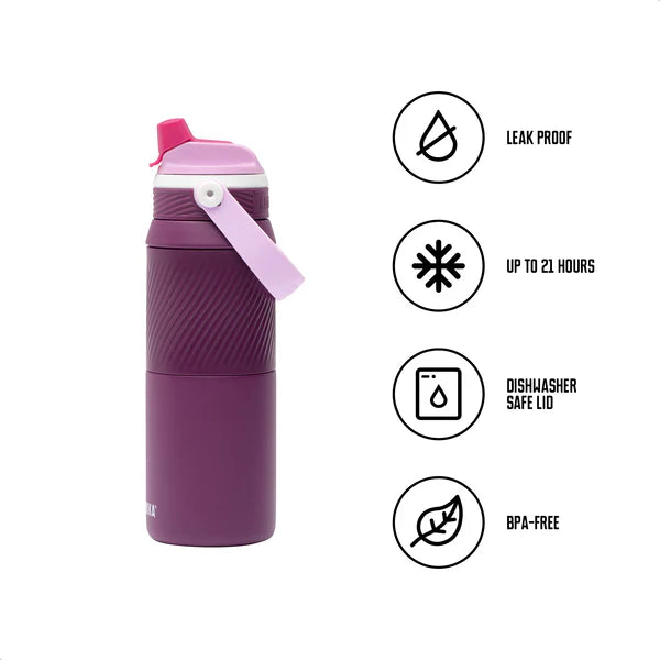 DUPLA INSULATED 2 IN 1,ŪDENS PUDELE 750ML, AR,SILIKONA JOSLU, BORDO,,NER.TĒR.