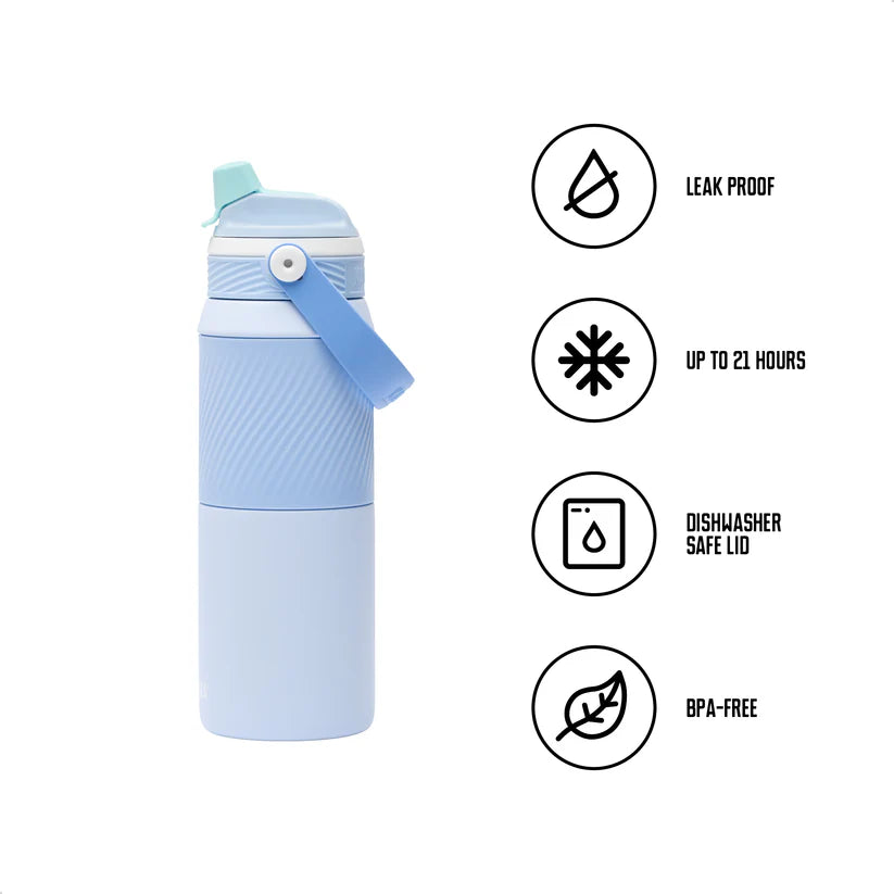 DUPLA INSULATED 2 IN 1,ŪDENS PUDELE 750ML, AR,SILIKONA JOSLU, GAIŠI ZILA,,NER.TĒR.