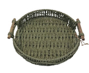 CESTO PAPLĀTE 31 CM, PĀRSTRĀDĀTS PAPĪRS, BAMBUSS, TUMŠI ZAĻA
