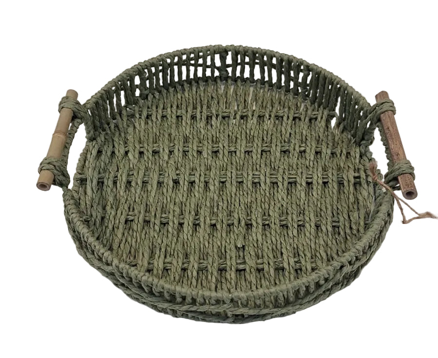 CESTO PAPLĀTE 31 CM, PĀRSTRĀDĀTS PAPĪRS, BAMBUSS, TUMŠI ZAĻA