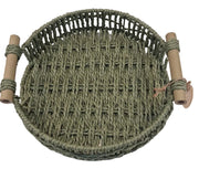 CESTO PAPLĀTE 25,5 CM, PĀRSTRĀDĀTS PAPĪRS, BAMBUSS, TUMŠI ZAĻA