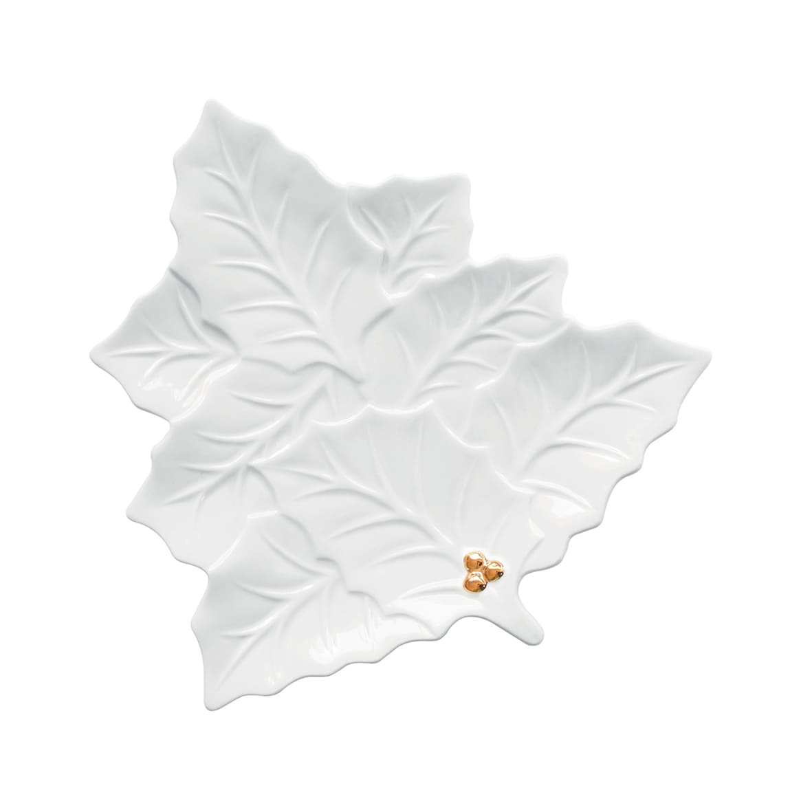 HOLLY&BERRIES BALTS ŠĶĪVIS LAPA 30X30CM, PORCELĀNS