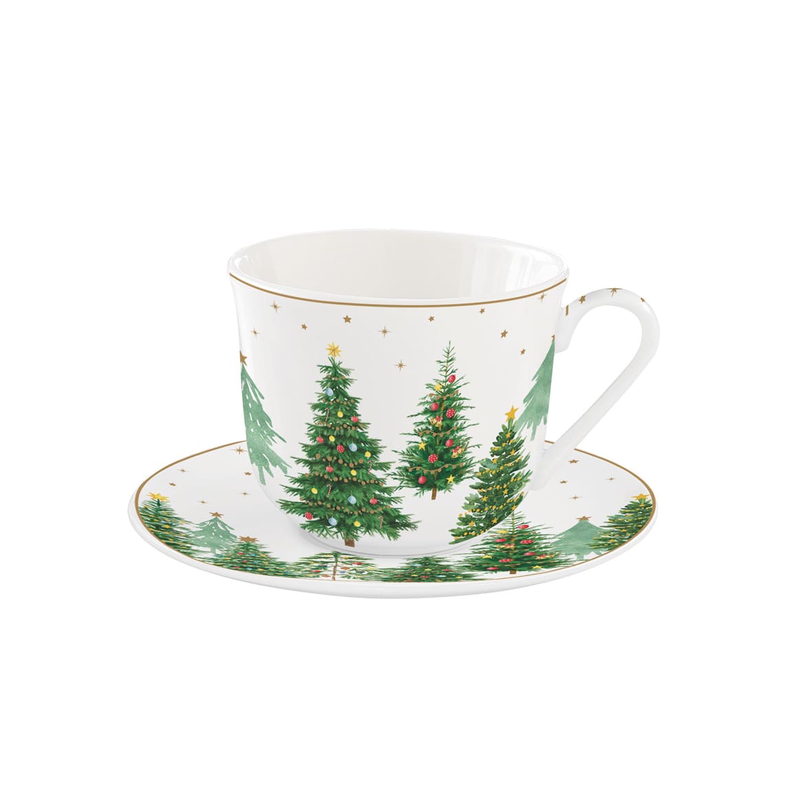 FESTIVE TREES TASE AR APAKŠTASI 400 ML, PORCELĀNS