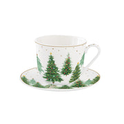 FESTIVE TREES TASE AR APAKŠTASI 400 ML, PORCELĀNS