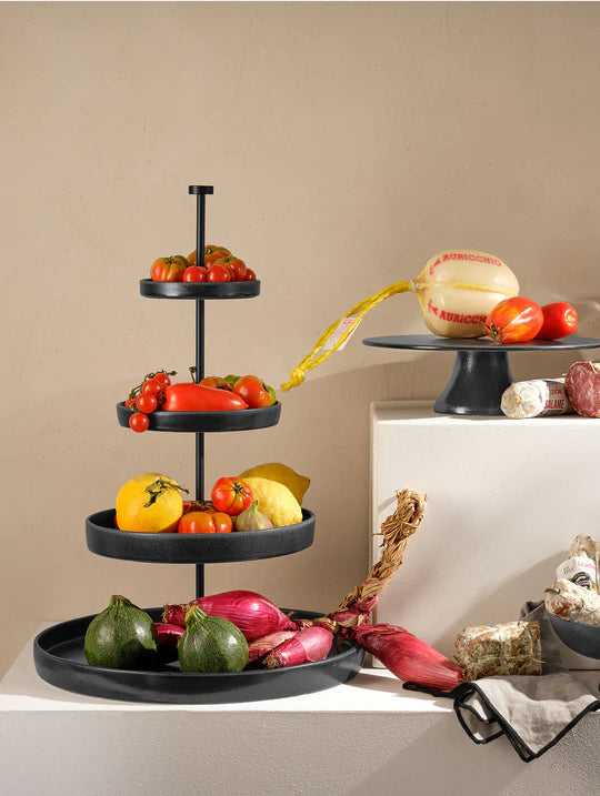 GRANDE ETAŽIERIS, 4-STĀVĪGS, MELNS, D. 41/ 28/ 20/ 14,5 CM, H. 61 CM