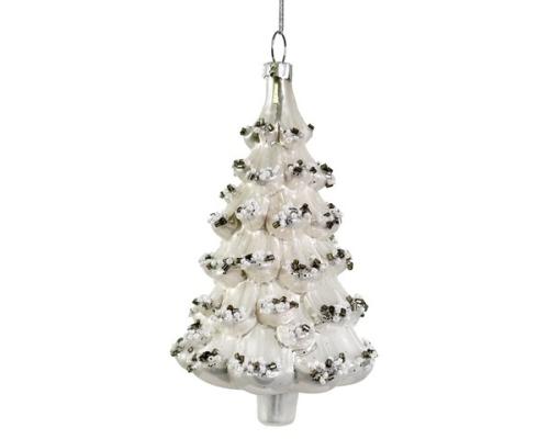 EGĻU ROTĀJUMS - ZIEMAS EGLĪTE 8.4X8.3X13.5CM, BALTA, STIKLS