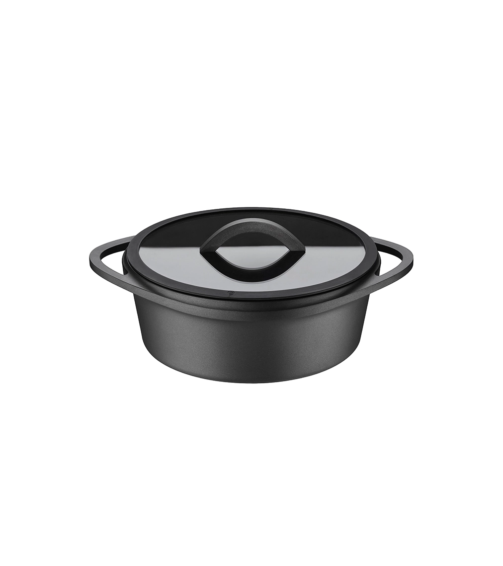 CAST IRON POT WITH LID 24CM, 4.1L, BLACK