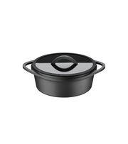 CAST IRON POT WITH LID 24CM, 4.1L, BLACK