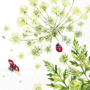 LADYBIRDS SALVETES 25x25CM 20GAB, ZAĻAS AR DEKORU, PAPĪRS