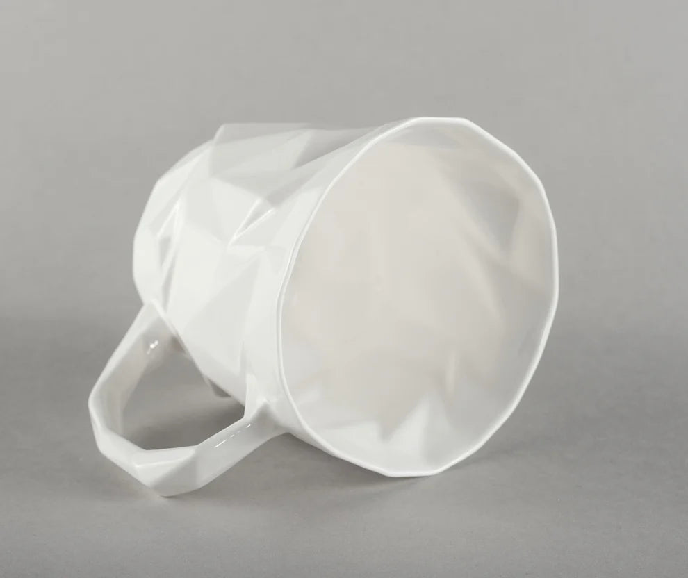 DIAMOND MUG L, 450ML, WHITE, PORCELAIN