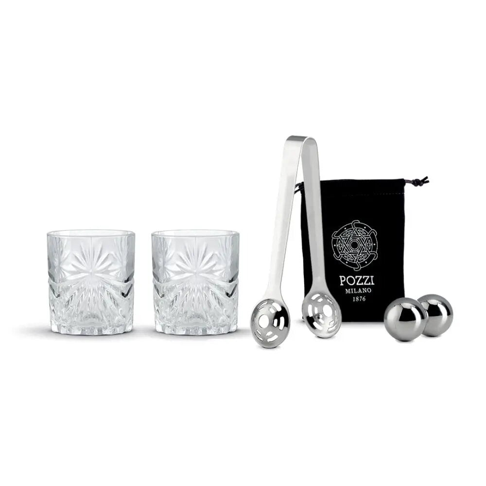 SILVER KOKTEIĻU KOMPL. STIKLA GLĀZES - 2 GB. BĀRA PIEDERUMI