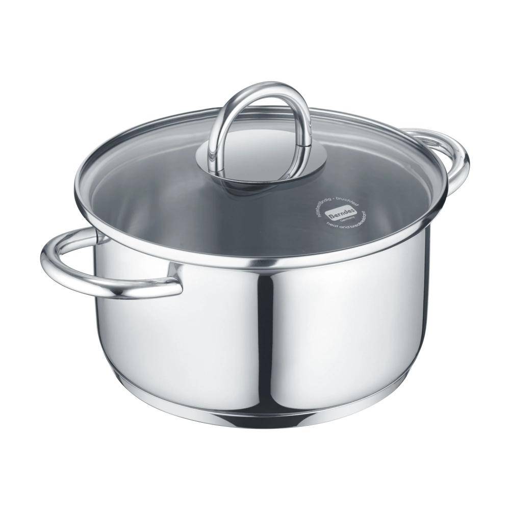 Nerūsējošā tērauda katls ar vāku un rokturiem – izturīgs katls ēdiena gatavošanai uz dažādām plītīm