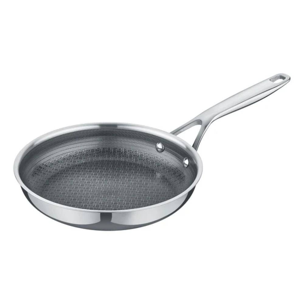 Nerūsējošā tērauda panna ar teksturētu nepiedegošu virsmu – izturīga cepamā panna ēdiena gatavošanai