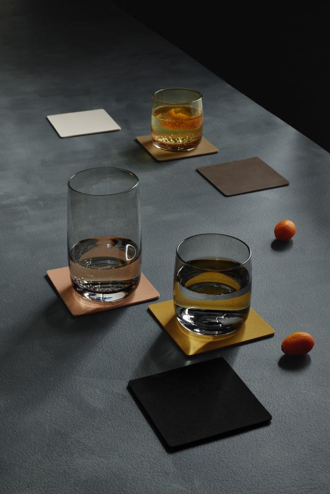 SOFT LEATHER COASTERS 10X10CM 4PCS LIMESTONE, ASA Selection